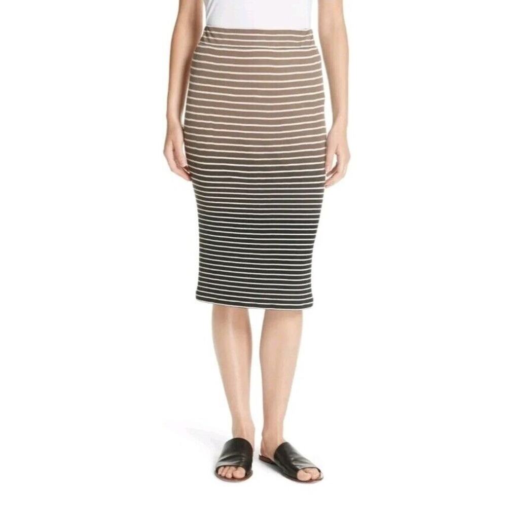 ATM‎ Anthony Thomas Melillo XS Black Combo Dip Dye Slit Hem Striped Skirt - Picture 5 of 13